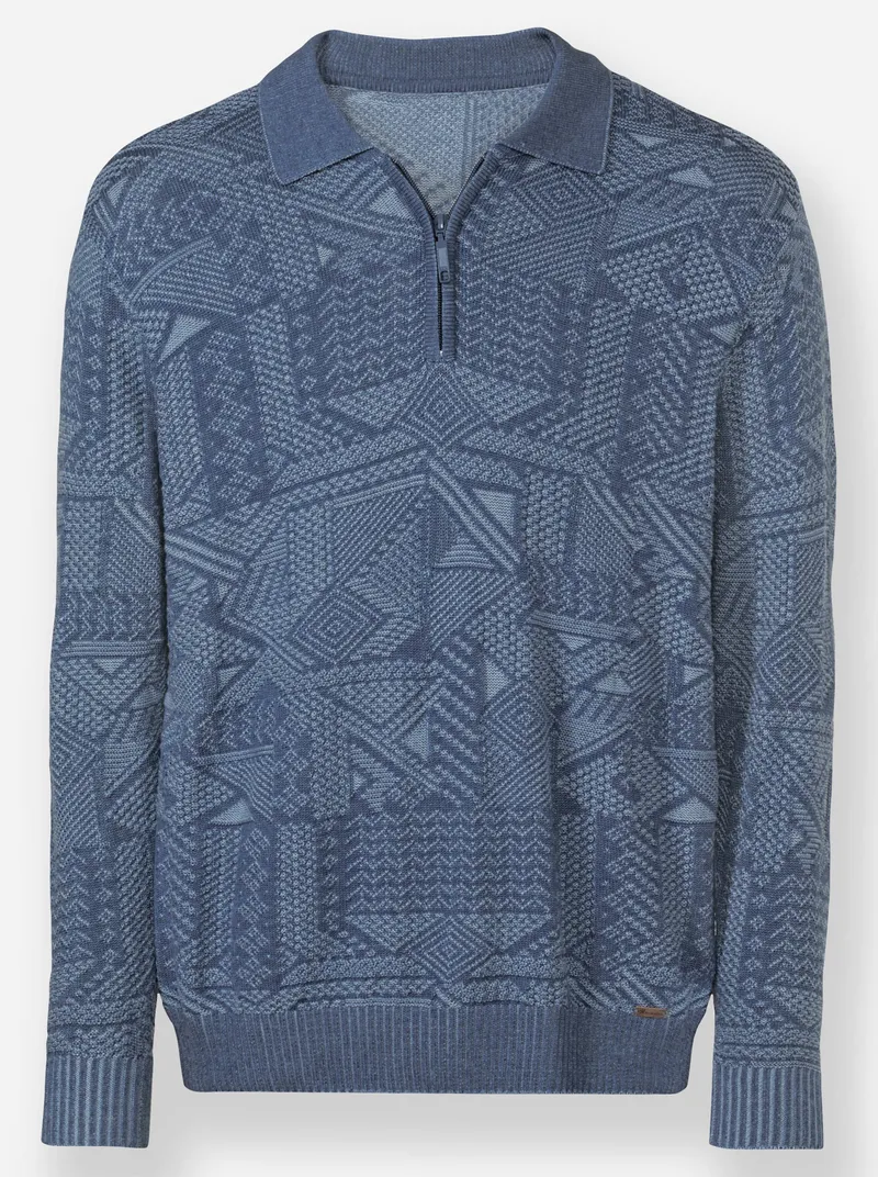 marco donati Polopullover, Jeansblau-bleu-meliert, – Produktbild 1 von 2