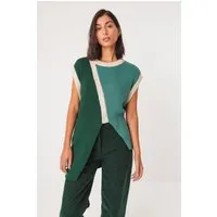 SKFK SKFK Damen vegan Top Nekea Mehrfarbig Grün/Weiß – Produktbild 1 von 1
