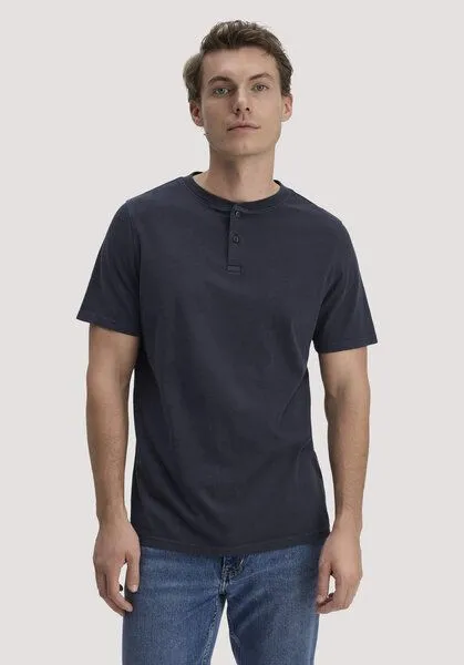 hessnatur hessnatur Heavy Jersey Henley Shirt Relaxed aus reiner Bio-Baumwolle, Marine, – Produktbild 1 von 4