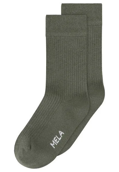MELA MELA Gerippte Socken 2 Paare aus 100% Bio-Baumwolle, Thymian, – Produktbild 1 von 1