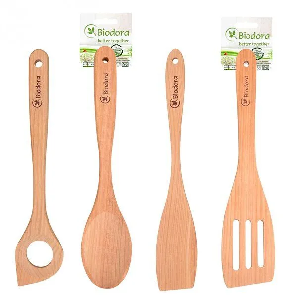 Biodora Biodora Kochlöffel-Set – 4-teilig – Hochwertiges Kirschenholz – Unverleimt – Langlebig & Schonend – Hergestellt in der EU – Produktbild 1 von 4
