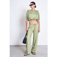 JAN N JUNE JAN 'N JUNE Damen vegan Mid Rise Loose Pants Strath Pale Olive – Produktbild 1 von 1
