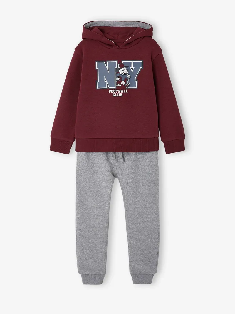 Vertbaudet Jungen Kapuzensweatshirt & Jogginghose mit Dehnbund, Bordeaux, – Produktbild 1 von 3