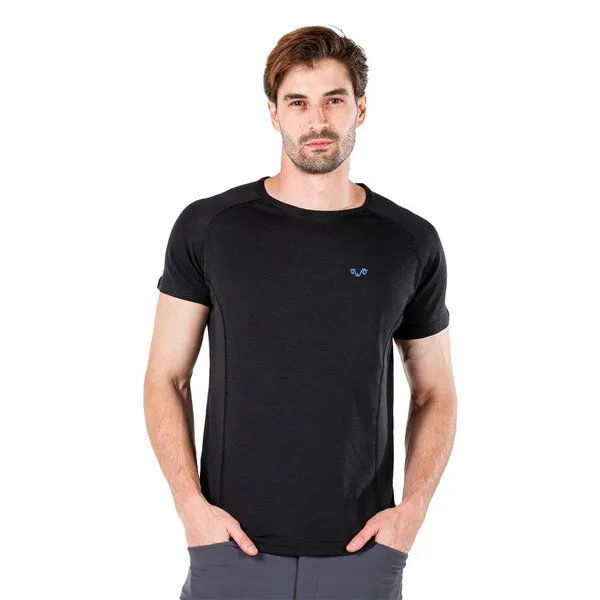 Woolona Woolona Kurzarmshirt - BERG- 100% Merinowolle, Schwarz, – Produktbild 2 von 3