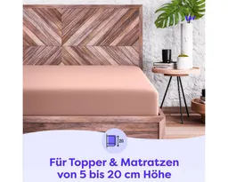 Wolkenfeld Spannbettlaken 100% Baumwolle - Superweiches Bettlaken für Matratzen von 5 bis 20cm, Jersey, Gummizug: rundum, (1 Stück), Rutschfest & Blickdicht - 90x200, 140x200, 160x200, 180x200 200x200 – Produktbild 1 von 1