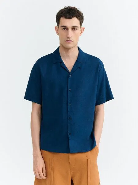 thinking mu thinking mu Herren Hemd - Hemp Junior - aus Hanf und Tencel, Blue night (blau), – Produktbild 1 von 3