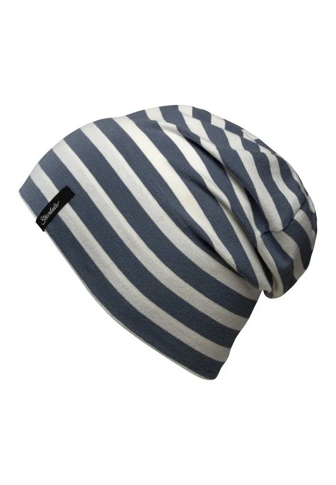 Sterntaler Sterntaler Beanie OCS Beanie (1-St) Kindermütze aus Singlejersey mit breitem Ringel, Blau|grau, – Produktbild 3 von 5