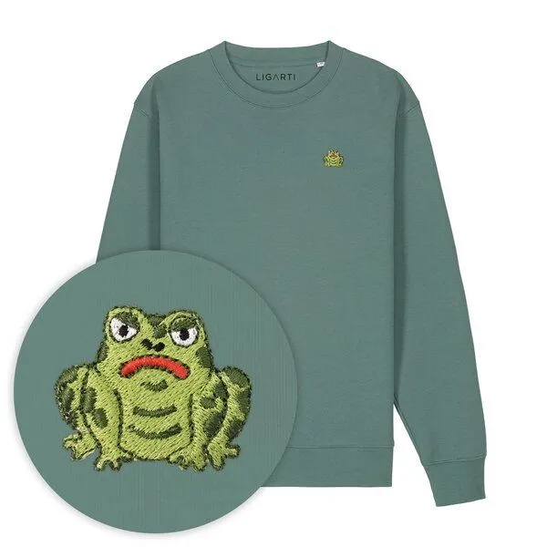 LIGARTI Bestickter Pullover – Gretel die Kröte – LIGARTI Tiermanufaktur, Waldgrün, – Produktbild 1 von 4