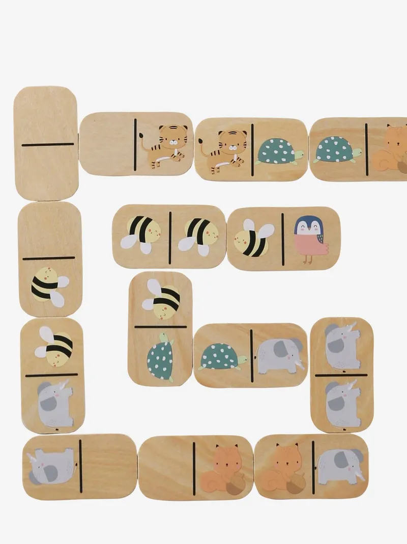 Vertbaudet Baby Tier-Domino aus Holz FSC®, Braun, – Produktbild 2 von 3