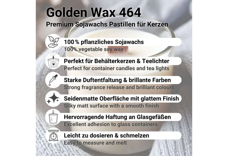 DistrEbution Duftkerze Kerzenwachs Golden Wax 464 Premium Sojawachs Pastillen für Kerzen – Produktbild 2 von 6