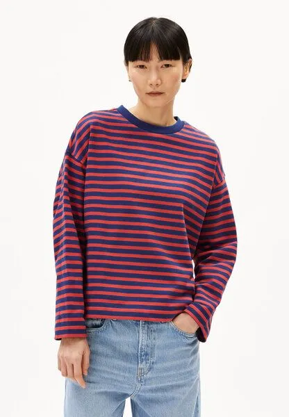 ARMEDANGELS ARMEDANGELS FRANKAA MAARLEN STRIPE Damen Sweatshirt aus Bio-Baumwolle, Blue noon-coral blush, – Produktbild 1 von 4