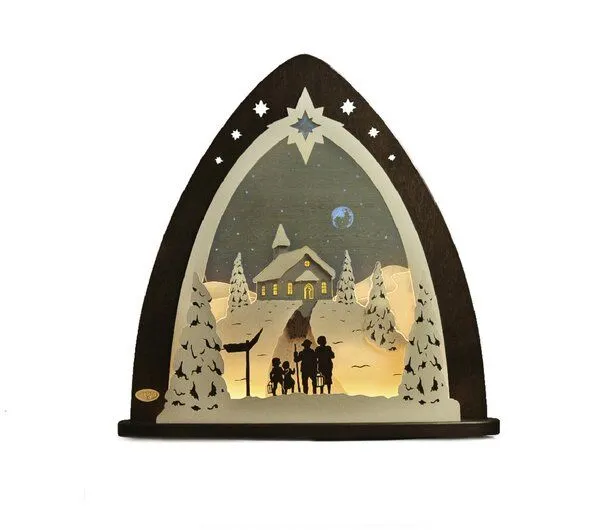 Weigla® Holzkunst Weigla® Holzkunst Moderne LED Lichterspitze Schwibbogen "Bergkapelle" traumhaft aus dem Erzgebirge – Produktbild 1 von 1