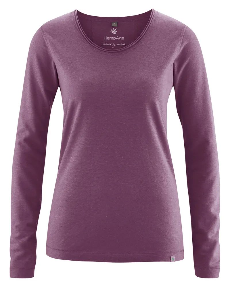 HempAge Hempage Damen vegan Langarm T-Shirt In Lila, Violett, – Produktbild 1 von 2