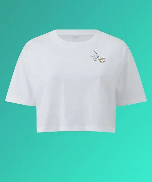 Coffee Fashion Coffee Fashion Latte Art Besticktes Bio Baumwoll Crop Top, Weiss, – Produktbild 1 von 2