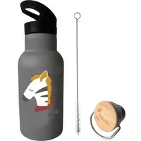 Kikadu Kinder Edelstahl Trinkflasche Zebra grau Maße 20 x 7 cm, 350 ml – Produktbild 1 von 1