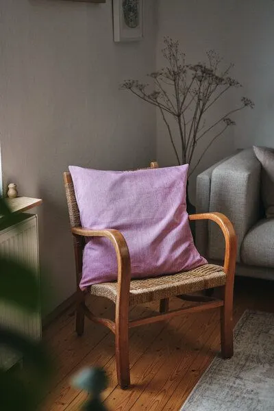 HängemattenGlück HängemattenGlück Sofakissen / Kopfkissen aus reiner Bio Baumwolle (Bezug und Füllung) 60x60cm Lilatöne, Rose (rosa), – Produktbild 2 von 4