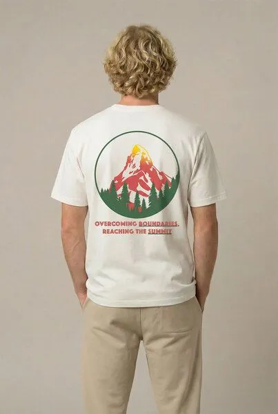 THE FACE OF ELEMENTS THE FACE OF ELEMENTS Matterhorn - Relaxed Fit T-Shirt aus 100% Bio-Baumwolle, Off white (weiß), – Produktbild 3 von 4