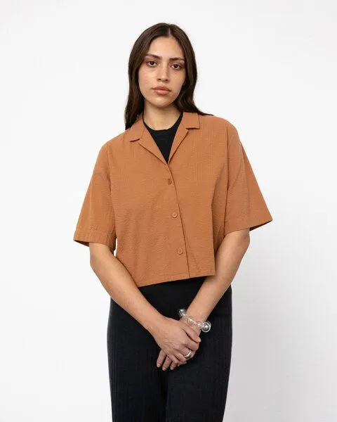 Rotholz Rotholz Cropped Bowling Shirt, Braun, – Produktbild 1 von 4