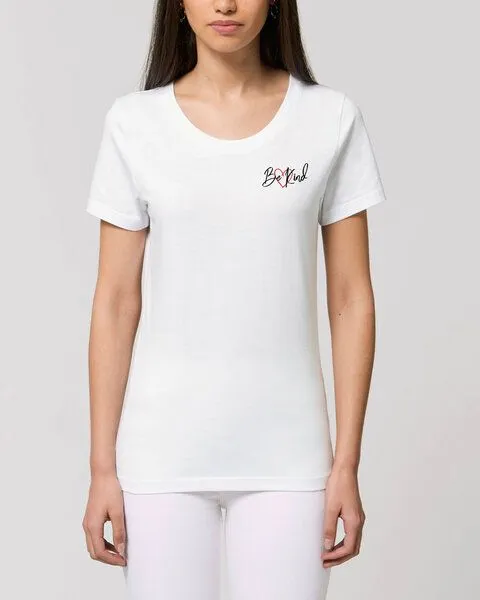 Human Family Bio Damen Rundhals T-Shirt Amorous "Be kind" von Human Family, Weiss, – Produktbild 2 von 2