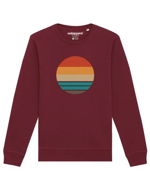 watapparel watapparel Sweatshirt Unisex Retro Sunset Ocean, Burgundy, – Produktbild 1 von 4