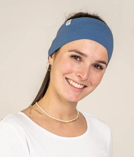 obumi obumi STIRNBAND BREIT AUS BIO JERSEY IN VIELEN FARBEN, Grey blue, – Produktbild 1 von 4