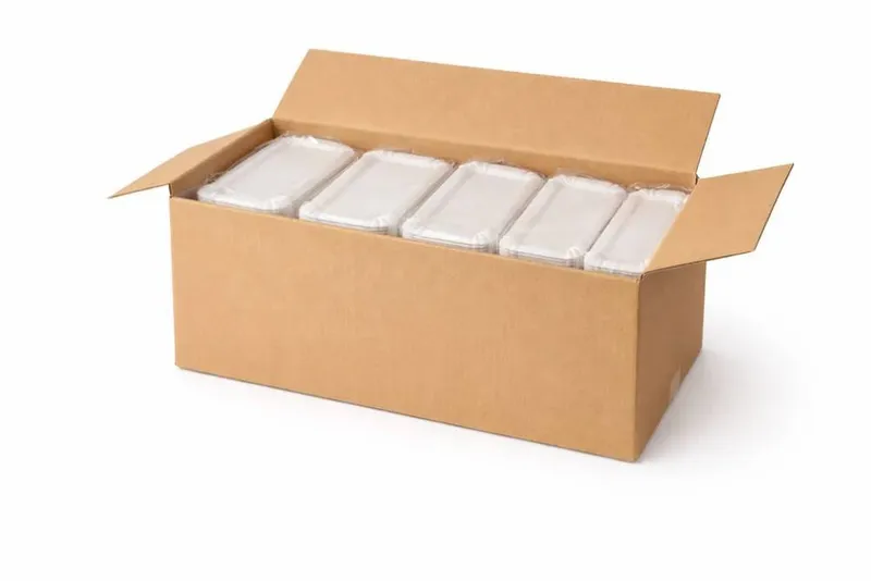 PACKEO Pappteller Einweg-Servierschale aus Pappe, Kuchtenteller, rechteckig 20 × 13 cm, (250 St), - Weiss – Produktbild 4 von 5