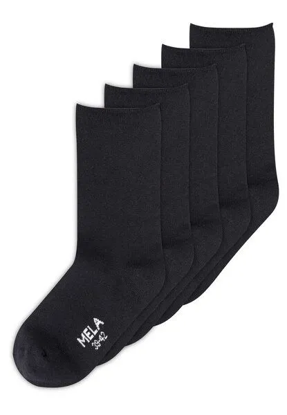 MELA Rollsaum Socken 5 Paare | von MELA | Fairtrade & GOTS zertifiziert, Schwarz, – Produktbild 1 von 1