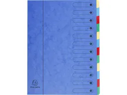 Exacompta 6 Exacompta Ordnungsmappen aus Colorspan-Karton, 400 g/m², DIN A4, 12 Fächer, blau – Produktbild 1 von 1