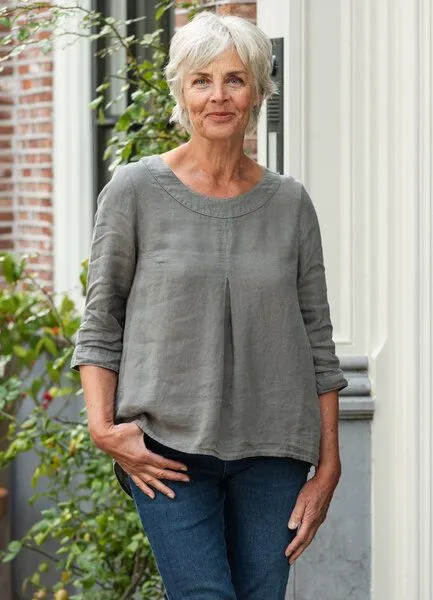 Heidekönigin Heidekönigin Leinen Blusenshirt, Grau, – Produktbild 2 von 4