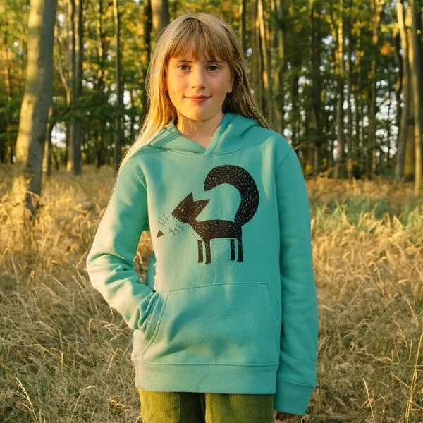 Cmig Cmig Kinder Hoodie Franzi Fuchs, Teal monstera (türkis), – Produktbild 1 von 4
