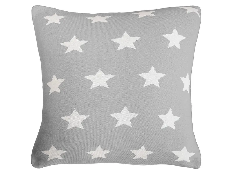 HANS NATUR Kissenbezug 40x40 cm Bio Baumwolle, Sterne grey Mit Reißverschluss, Grau, – Produktbild 1 von 2