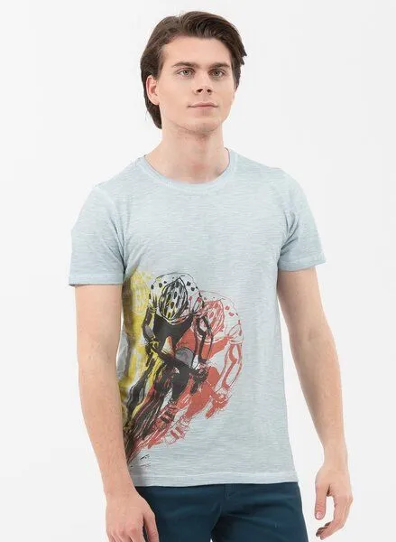 ORGANICATION ORGANICATION Garment Dyed T-Shirt aus Bio-Baumwolle mit Print, Miami sky, – Produktbild 1 von 4