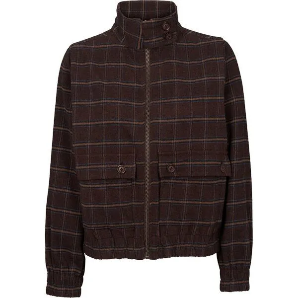 Basic Apparel Basic Apparel Karierte Oversize Jacke MISA aus Bio-Baumwolle, Braun-chicory-coffee, – Produktbild 1 von 4
