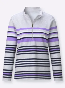 Witt Witt Poloshirt hellgrau-lavendel-geringelt – Produktbild 1 von 1