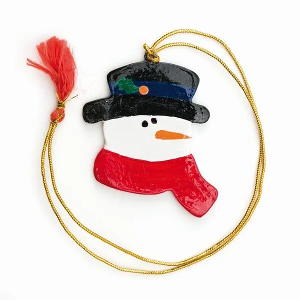 El Puente El Puente Hängedeko "Schneemann" | Fair Trade & Handmade aus Indien, Grün,weiß,rot,schwarz,orange, – Produktbild 1 von 2