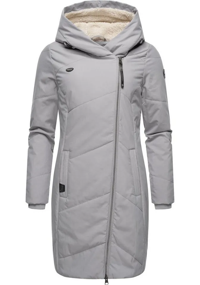 ragwear ragwear Wintermantel Gordon Long gesteppter Winterparka mit asymmetrischem Kragen, Grau, – Produktbild 5 von 5