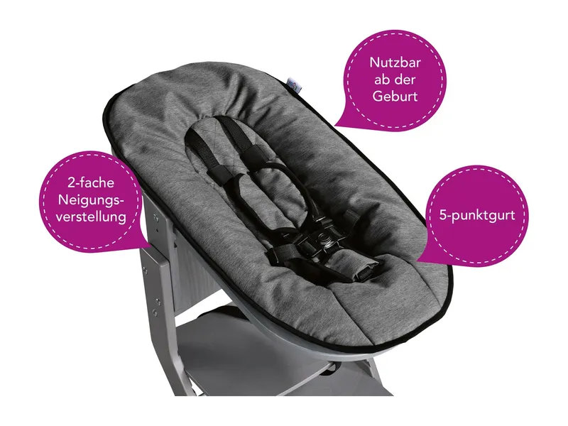 tiSsi® Babyaufsatz 0-6 Monate, grau-anthrazit, Grau, schwarz, – Produktbild 2 von 2
