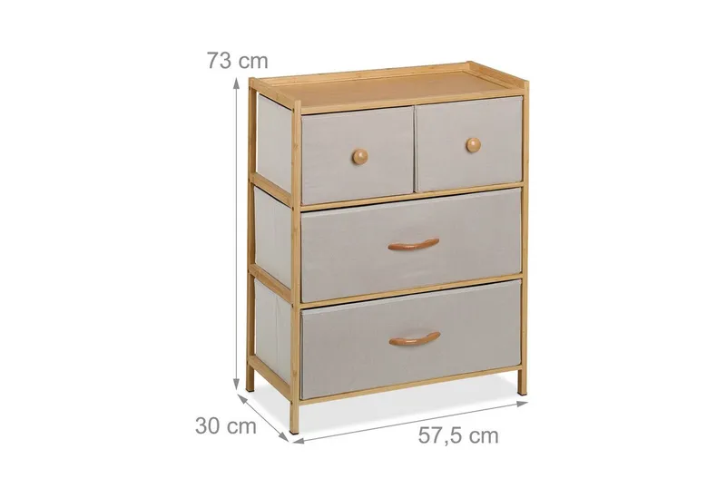 RELAXDAYS RELAXDAYS Kommode Bambus Kommode 4 Schubladen (1 St), Beige|braun, – Produktbild 4 von 5