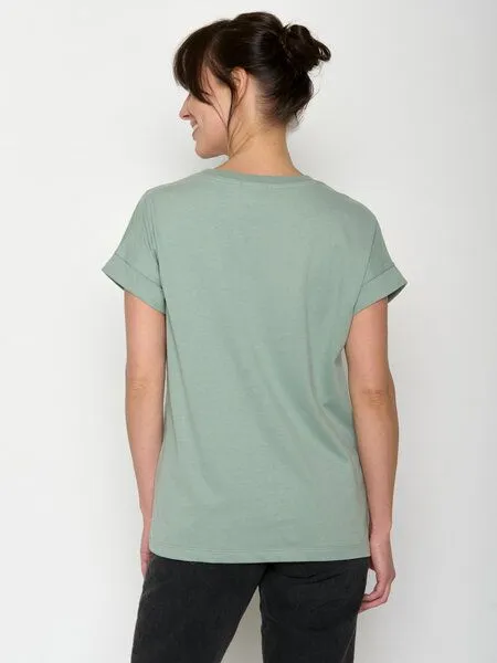GreenBomb GREENBOMB Basic Loony - Sportliches T-Shirt aus Bio-Baumwolle mit Rollup Sleeve / GOTS / Fair & Vegan, Grün (blassgrün), – Produktbild 4 von 4