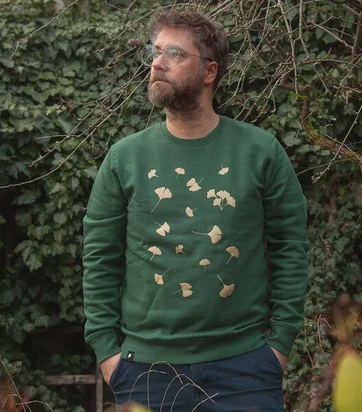 päfjes päfjes Ginkgo / Ginkgoblätter in gold - Fair Wear Unisex Sweater - Grün, Grün, – Produktbild 2 von 4
