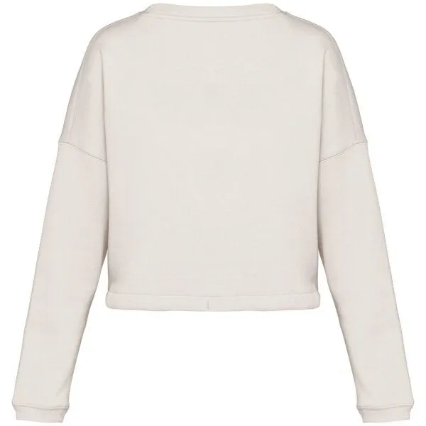 Greenspired Greenspired Umweltfreundliches cropped Oversize Damen Sweatshirt mit Rundhalsausschnitt 280g/m² XS- XL, Elfenbein, – Produktbild 2 von 3