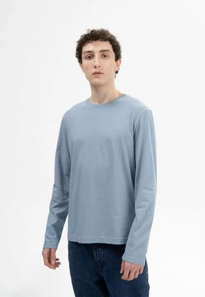 MELA MELA Basic Langarmshirt Style JERIN aus 100% Bio-Baumwolle, Dusk blue, – Produktbild 1 von 4