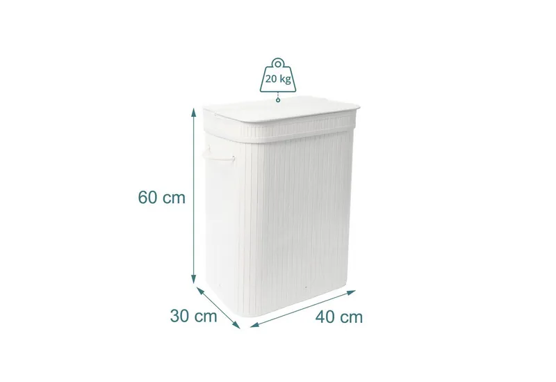 RELAXDAYS RELAXDAYS Wäschekorb Bambus Wäschekorb mit Deckel (1 St), weiß, 72 L, Weiß, – Produktbild 4 von 5