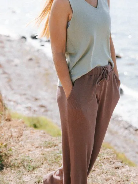 FUXBAU FUXBAU Frauen Waffelstrick Hose - braun, Braun, – Produktbild 4 von 4