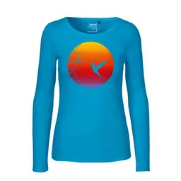 HANDGEDRUCKT HANDGEDRUCKT "Kolibri" Frauen Longsleeve aus reiner Biobaumwolle (kbA) – Produktbild 1 von 1