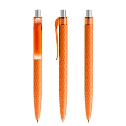 prodir prodir® Druckkugelschreiber QS01 PMT Push, blaue Mine, orange/silber satiniert, Silber / orange, – Produktbild 1 von 1