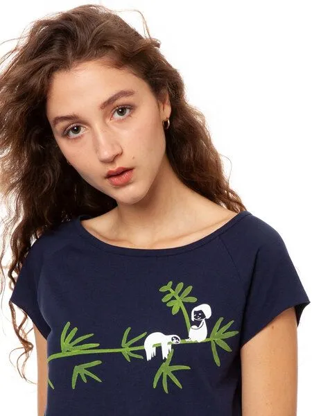 FellHerz FellHerz Damen T-Shirt Faultier Bio Fair, Midnight (blau), – Produktbild 4 von 4