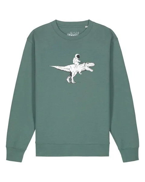 watapparel watapparel Sweatshirt Unisex Astronaut on T-Rex, Green bay, – Produktbild 1 von 2