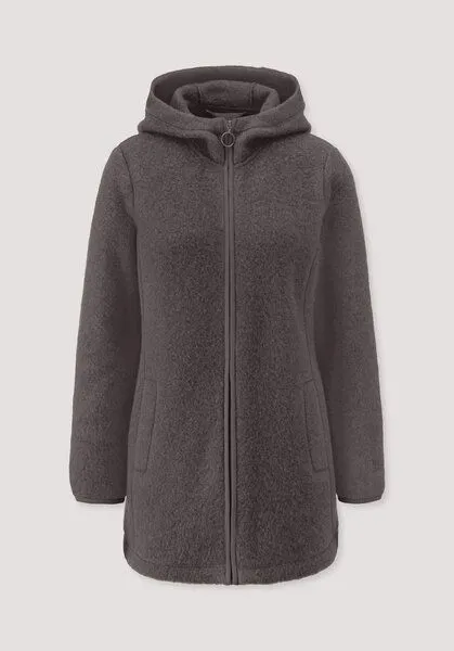 hessnatur hessnatur Wollfleece-Jacke mit Kapuze Regular aus reiner Bio-Merinowolle, Dunkles mauve, – Produktbild 4 von 4