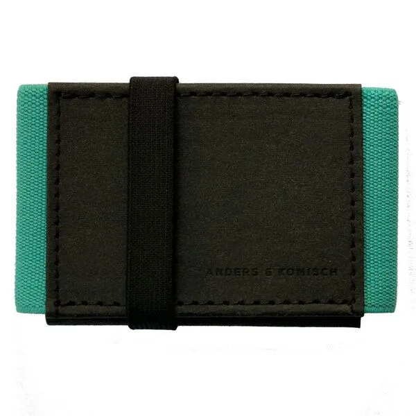 ANDERS & KOMISCH ANDERS & KOMISCH Kartenetui mit Münzfach „A&K MINI“ vegan Schwarz/Mint – Produktbild 1 von 5